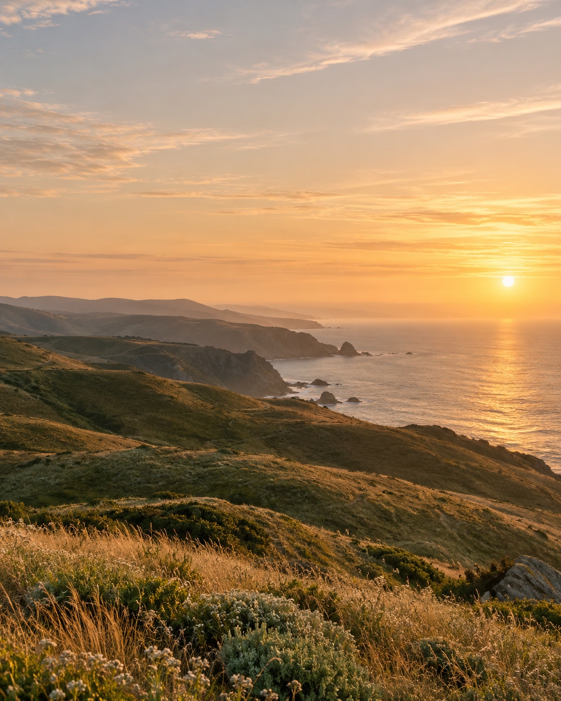 Evening sun over the coast